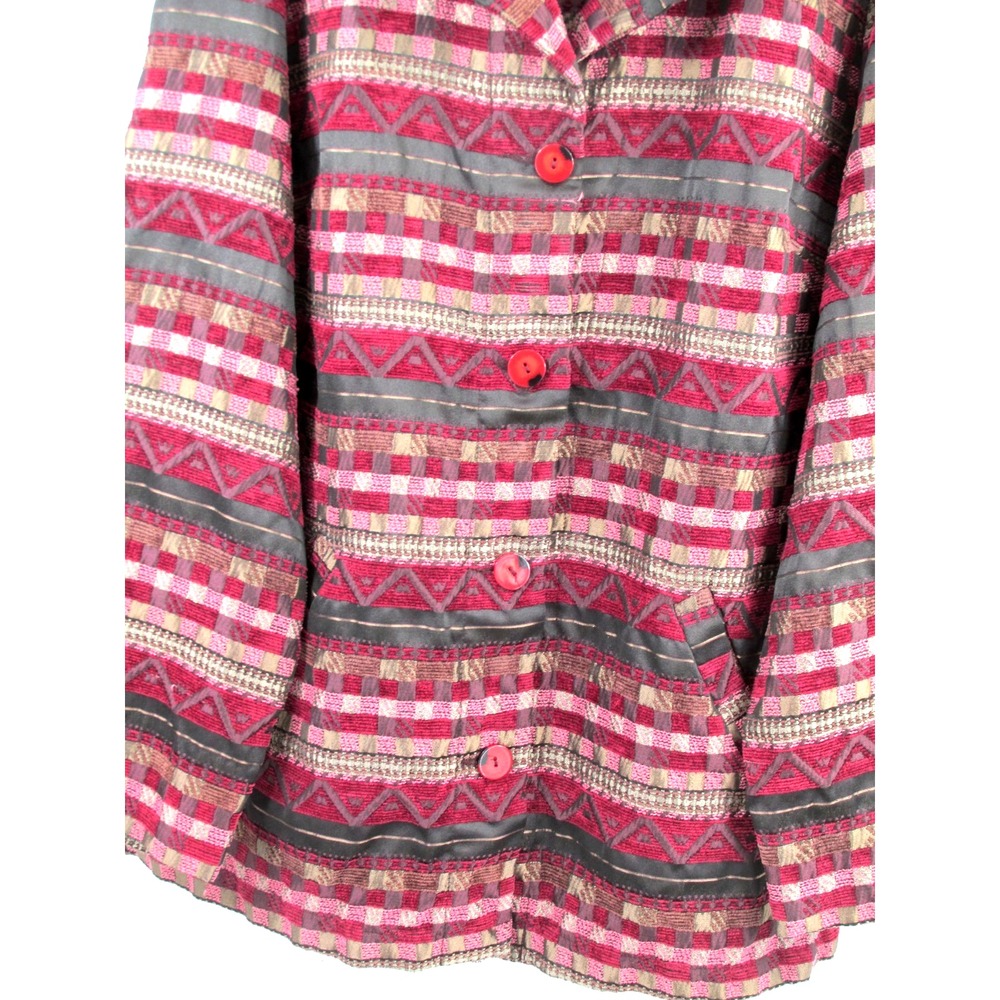 Sag Harbor Blazer Coat Womens 18W Multicolor Striped Southwest Tribal F44100 - Picture 5 of 16